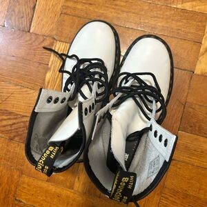 Dr. Martens White Boots with Black Eyelets